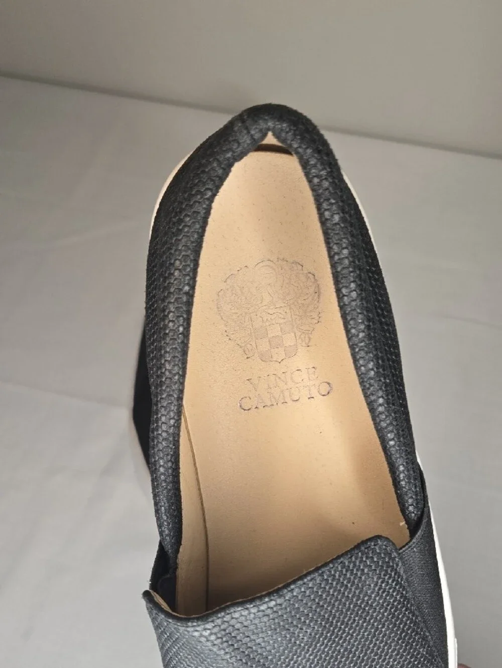 Women's Black Slip-On Canvas Loafers with White Platform Sole